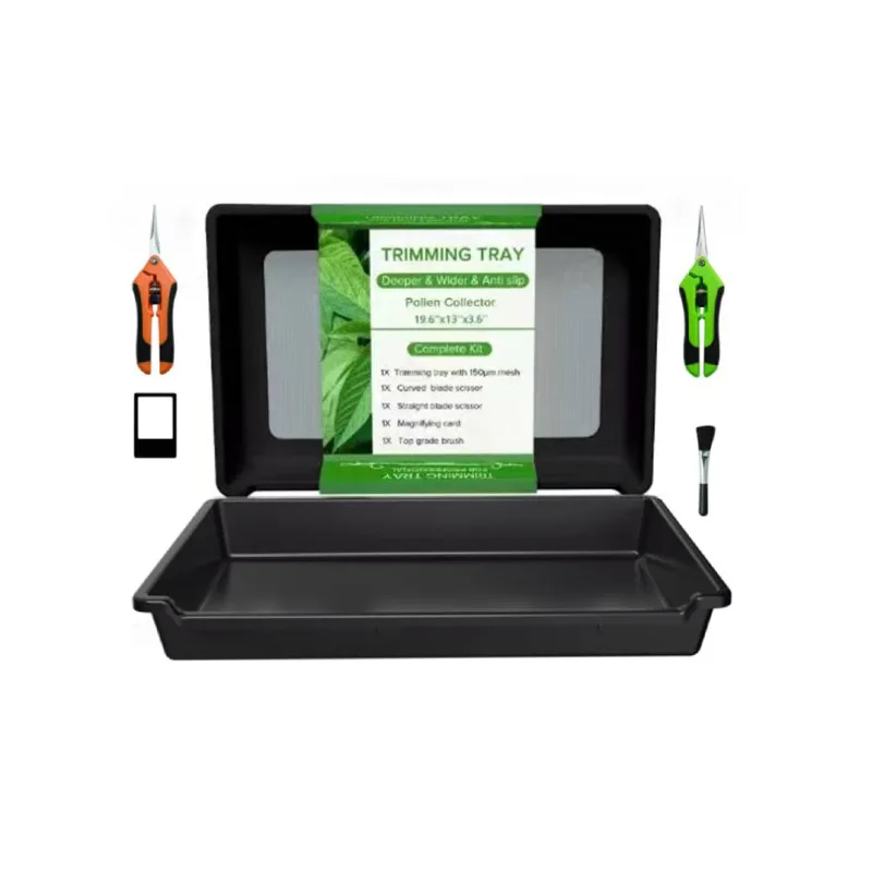 ถาดทริม Trimming Tray Set 150 ไมครอน แถมกรรไกร 2 ชิ้น + แปรงปัด + แว่นขยาย Trim Bin ทริมดอกสมุนไพร - Image 2