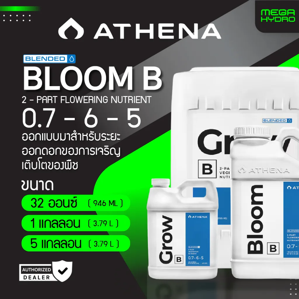 Athena Bloom B Blended ของแท้ 100% พร้อมส่ง ขนาด 32 ออนซ์ & 1 แกลลอน ธาตุอาหารหลักปุ๋ยทำดอก เร่งดอก